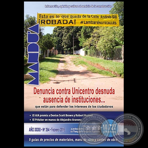 MANDU'A Revista de la Construcción - Nº 394 - Febrero 2016
